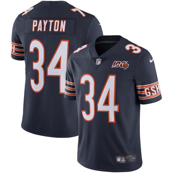 Men Chicago Bears #34 Payton Blue Nike 2019 100th Season Alternate Classic Retired Player Limited NFL Jerseys